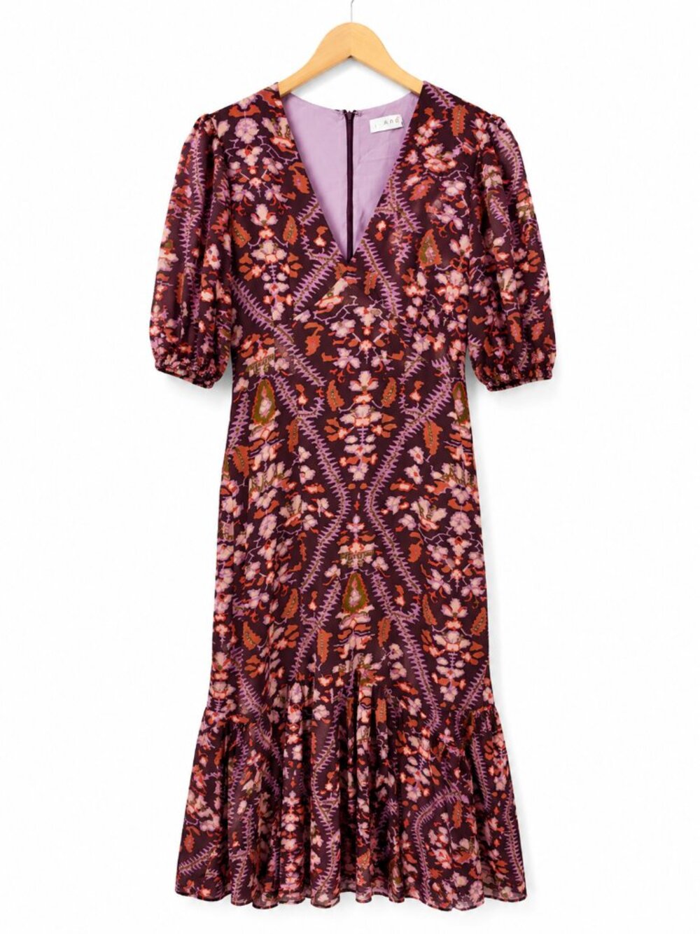 RHODE NWT Floral Print Puff Sleeve Midi Dress